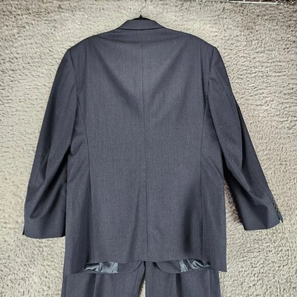 Stafford 3 Piece Suit Mens 42R 36x29 Blue Wool Blazer Jacket Vest Pants *GUC*